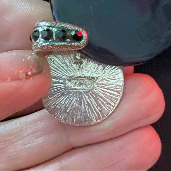 Kenneth Cole Hammered Silver and Black Enamel around Pendant with Black Crystals - Picture 2 of 6